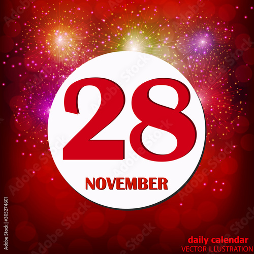 November 28 icon. For planning important day. Banner for holidays and special days. Twenty-eighth of november icon. Vector Illustration.