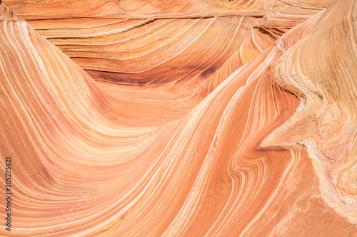 Strange sandstone shapes leading into The Wave, famous for its wavy lines of striated sandstone.