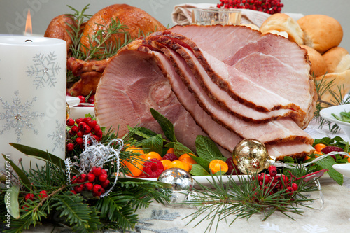 Christmas Roasted Ham and Smoked Turkey