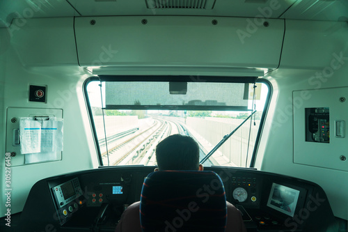 View from the driver cab of an electric train © Creativa Images