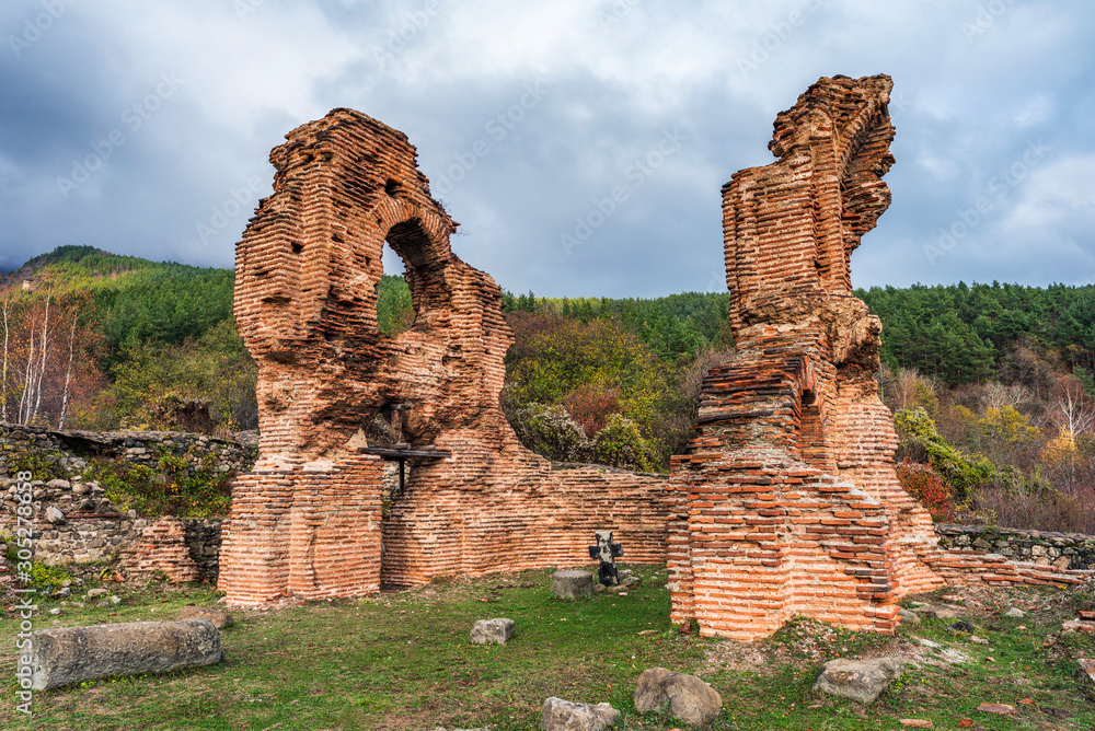 The St. Ilia Monastery is a ruins of a fortified Monastery complex with an impressive Early Christian Elenska Basilica. Located near Pirdop city in Bulgaria	