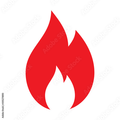 Icon flame, fire, glow. Danger sign, warning, attention. Vector on white background.