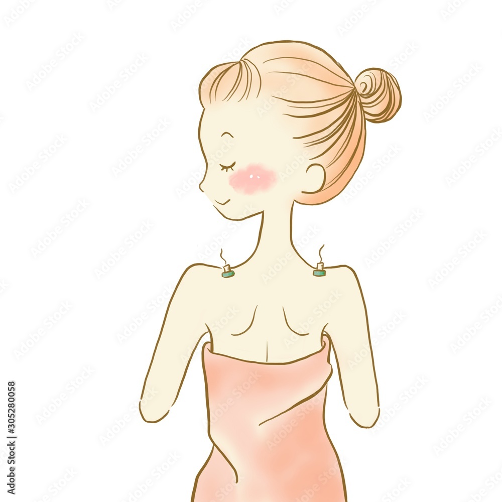 Women receiving moxibustion treatment in white background, alternative medicine Women receiving moxibustion treatment in white background, alternative medicine