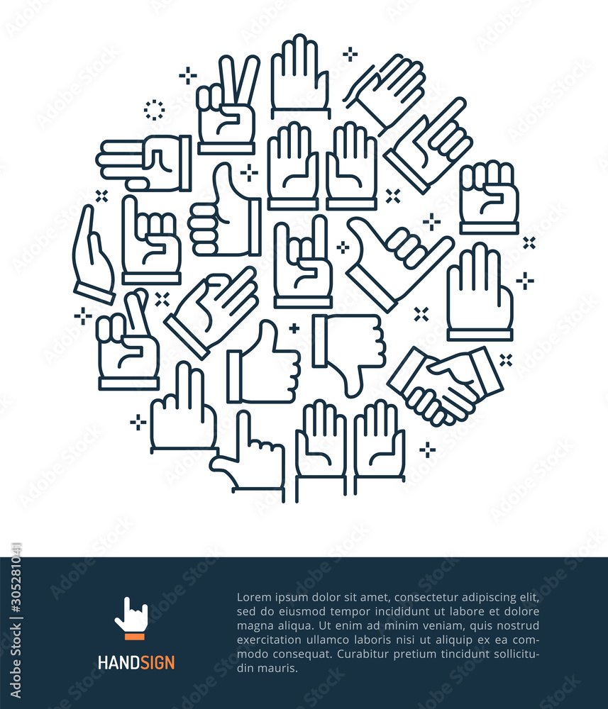 Hand Signs and Gestures Logo & Graphic Illustration Concept.