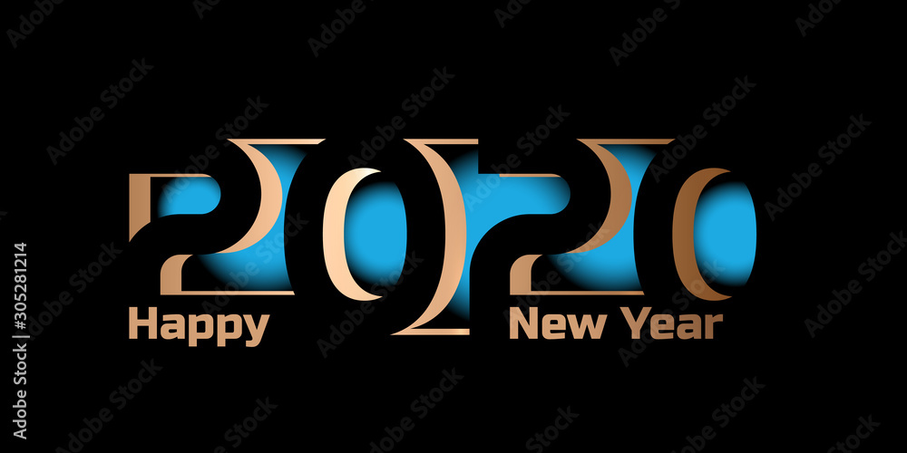 New 2020 Year Poster Retro Gold Design Vector New 2020 Year Poster Retro Gold Design Vector