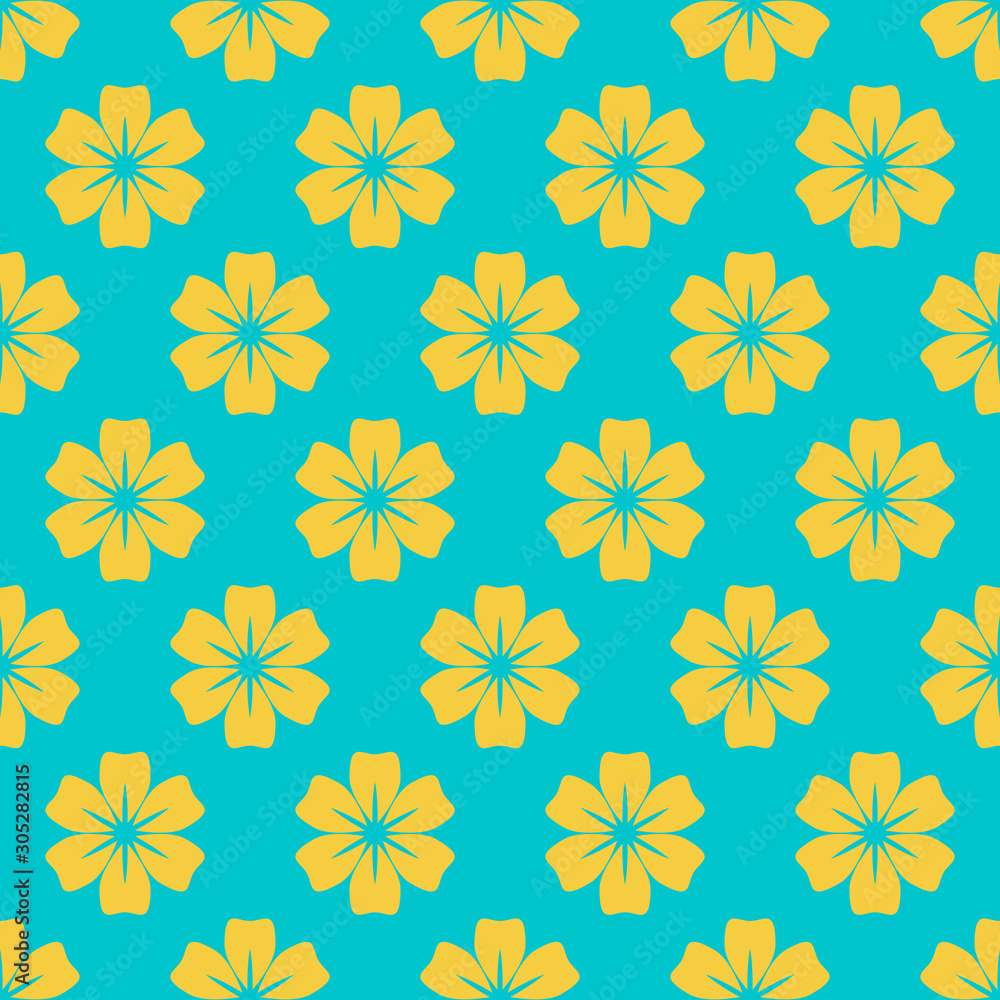 Flower with rounded yellow petals seamless pattern vector Flower with rounded yellow petals seamless pattern vector