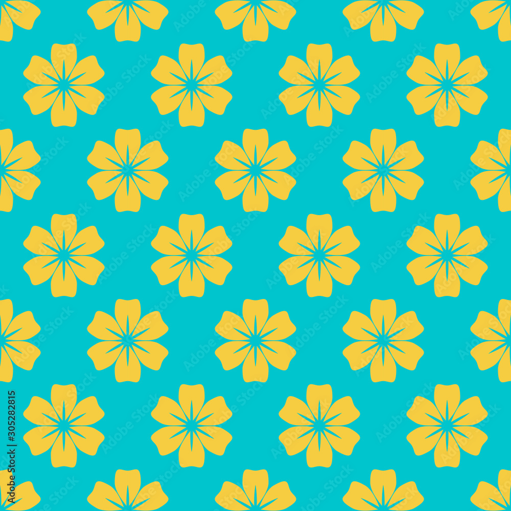 Flower with rounded yellow petals seamless pattern vector