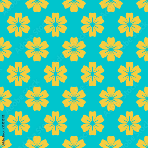 Flower with rounded yellow petals seamless pattern vector