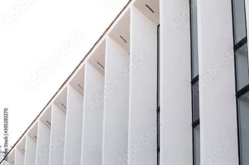 Architectural background. Modern white concrete arched composition in perspective. Semicircular shapes. 