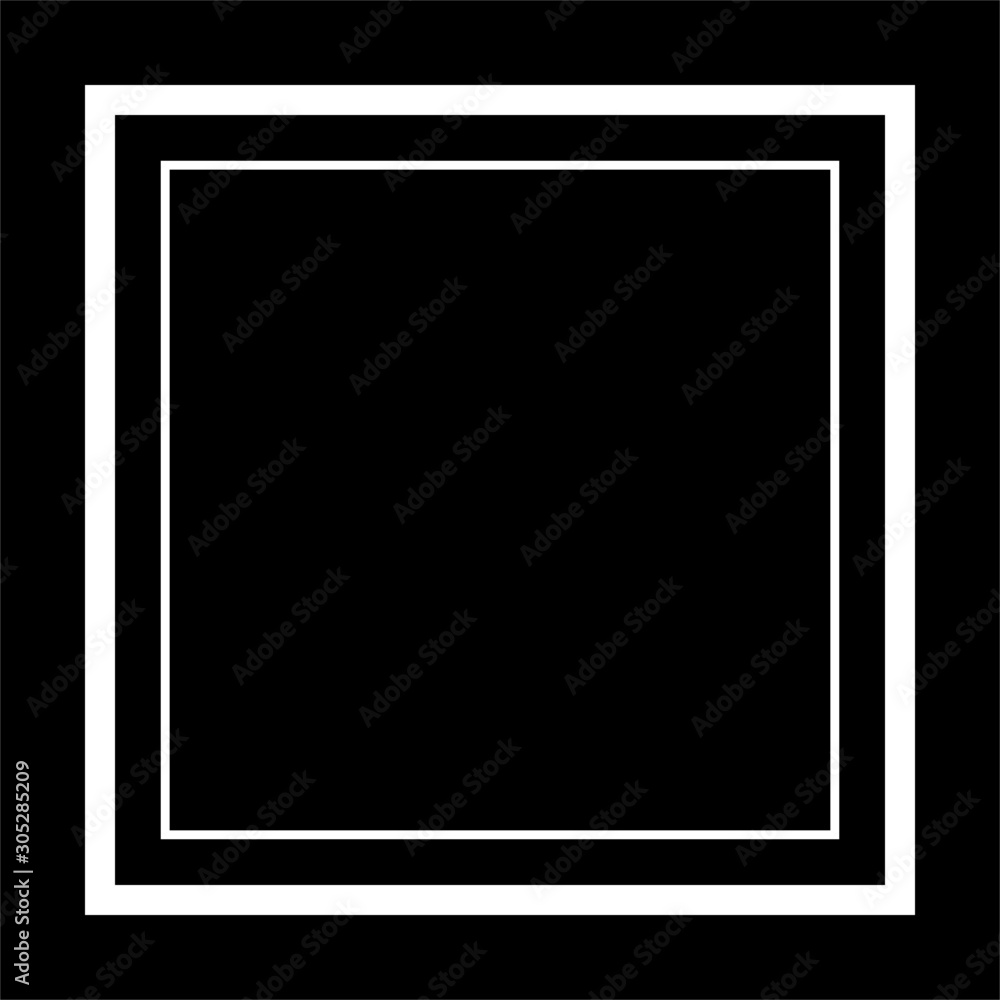 white minimalistic square frame on a black background