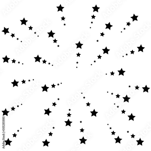 Fireworks of black stars on a white background
