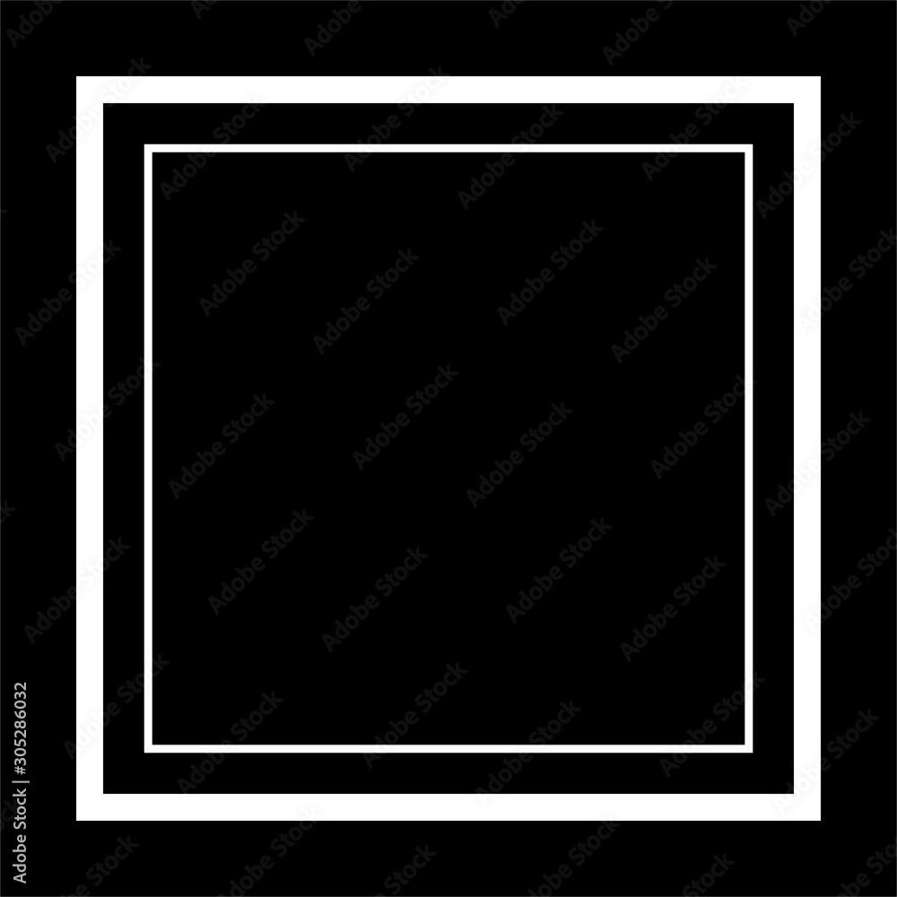 white minimalistic square frame on a black background white minimalistic square frame on a black background