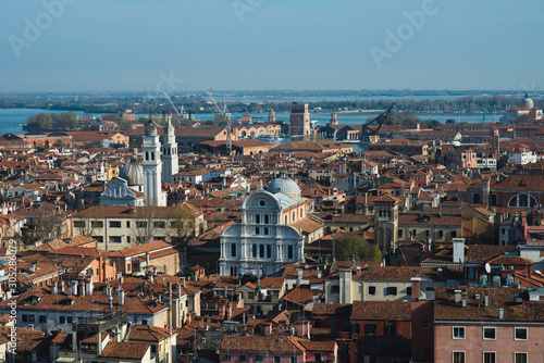 Top view of traditional buildings in the center of Venice. © Evgenii Starkov