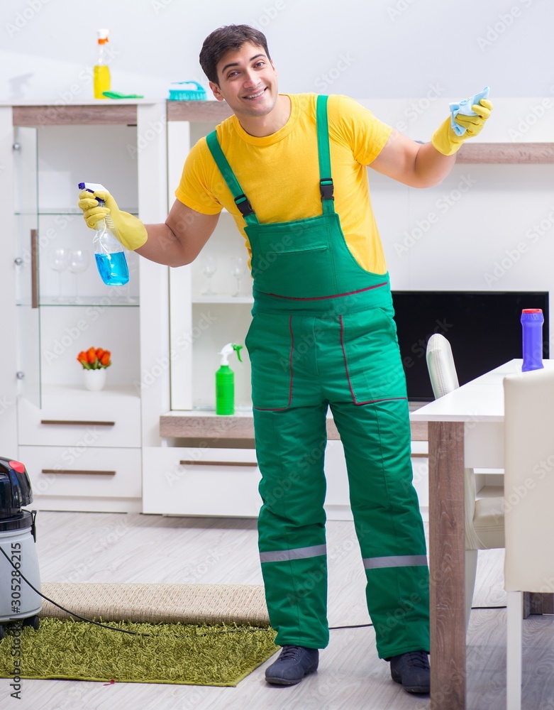 Professional cleaning contractor working at home Professional cleaning contractor working at home
