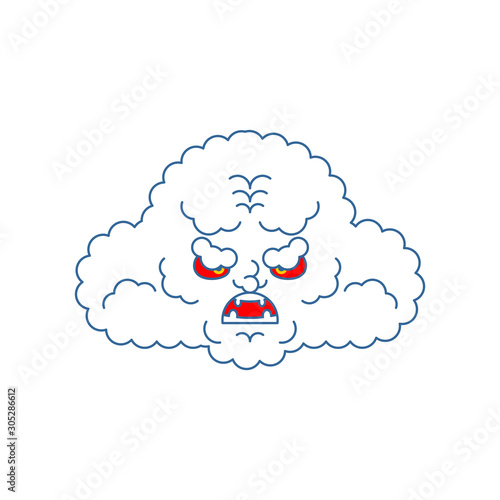 Cloud angry. Cloud man evil emotions. Vector illustration
