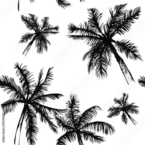 Tropical vector background.Seamless pattern of tropical leaves