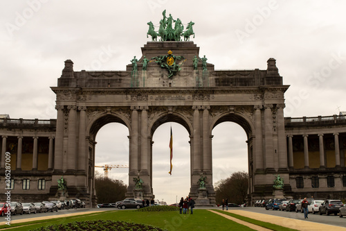 Triumphal arch in Park of the Fiftieth Anniversary in Brussels on January 3, 2019.