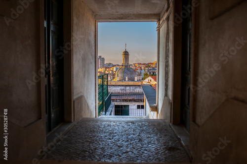 viewpoint door at sunset, Coimbra, Portugal