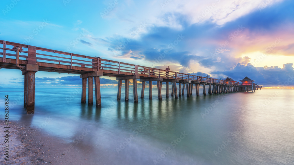 Pier Naples, Florida - old bridge Florida. Travel concept.