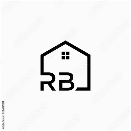 letter RB with Line House Real Estate Logo. home initial R B concept. Construction logo template, Home and Real Estate icon. Housing Complex Simple Vector Logo Template. - vector