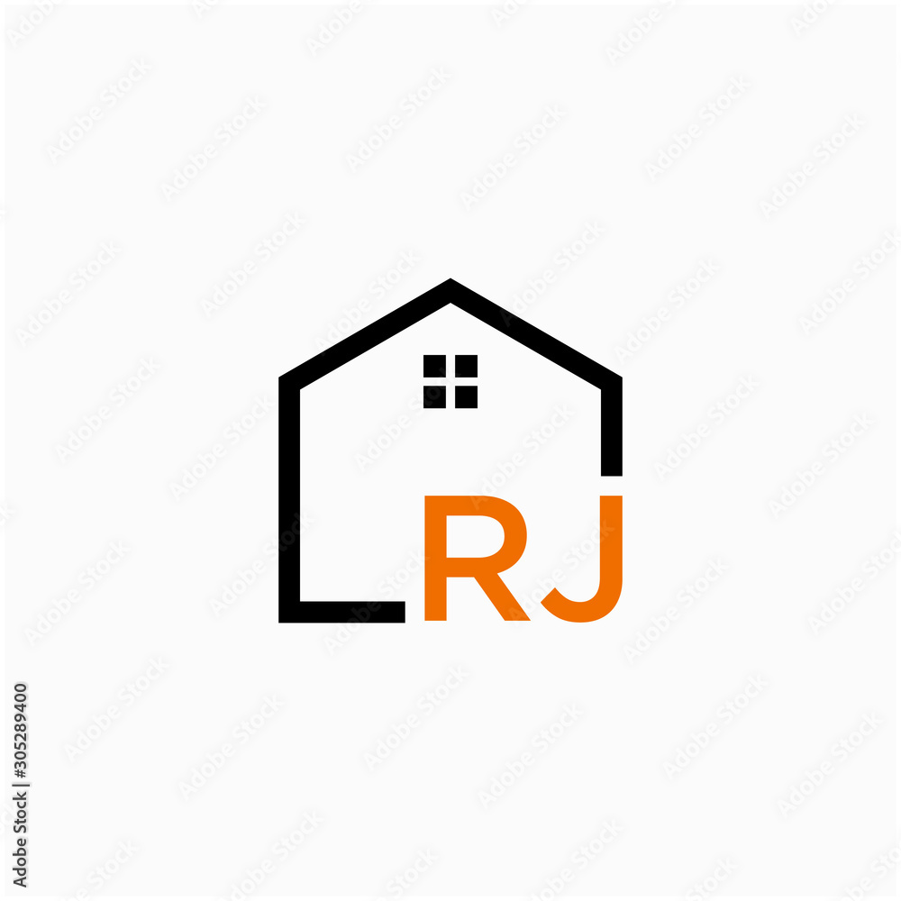 letter RJ with Line House Real Estate Logo. home initial R J concept. Construction logo template, Home and Real Estate icon. Housing Complex Simple Vector Logo Template. - vector letter RJ with Line House Real Estate Logo. home initial R J concept. Construction logo template, Home and Real Estate icon. Housing Complex Simple Vector Logo Template. - vector