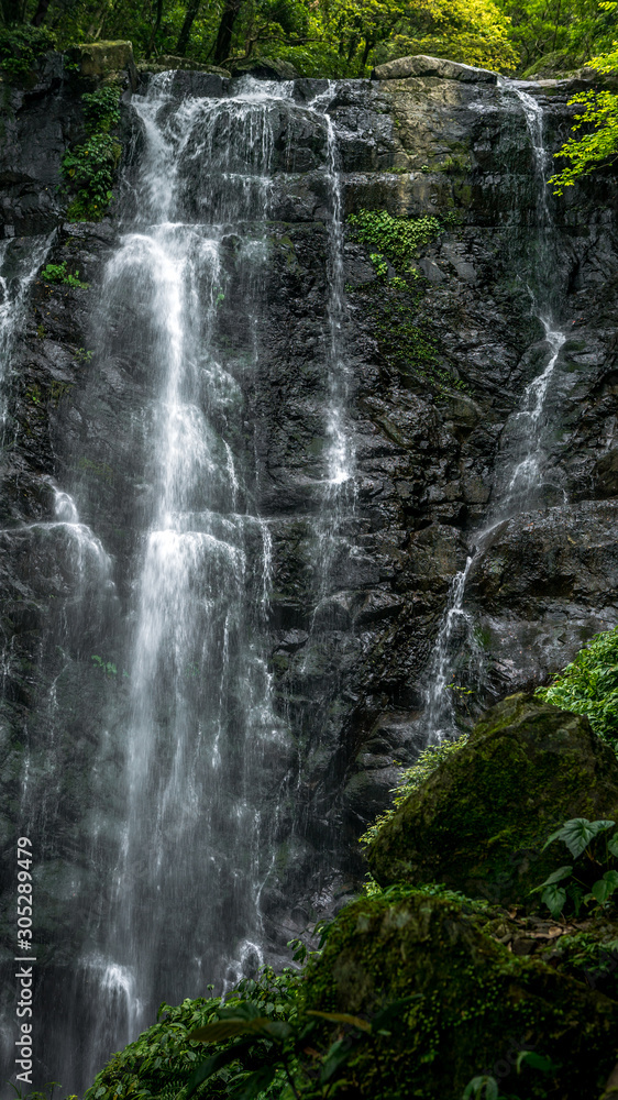 A natural beauty waterfall scenery in the mountain of Taiwan. Cascades in forest