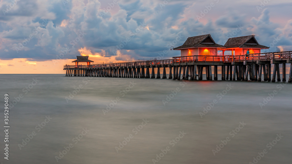 Pier Naples, Florida. Old bridge Florida. Coastal dreams. Travel concept