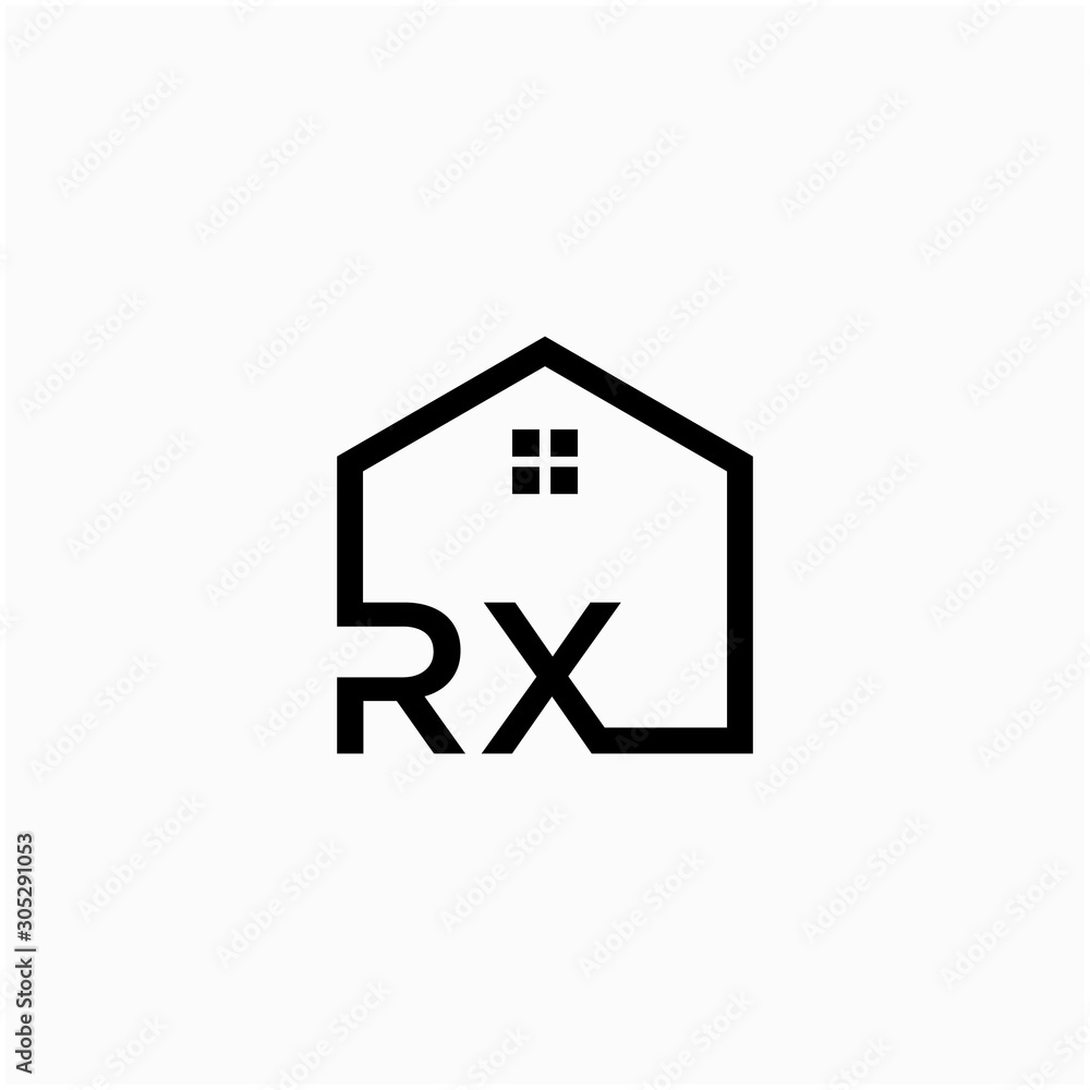 Fototapeta premium letter RX with Line House Real Estate Logo. home initial R X concept. Construction logo template, Home and Real Estate icon. Housing Complex Simple Vector Logo Template. - vector