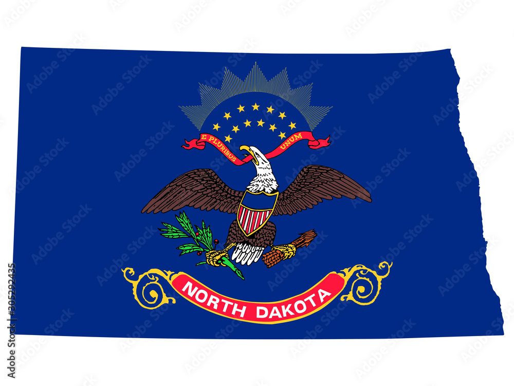 Map flag of the U.S. state of North Dakota Vector illustration Eps 10