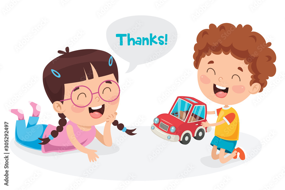Thank You Illustration With Cartoon Characters Thank You Illustration With Cartoon Characters