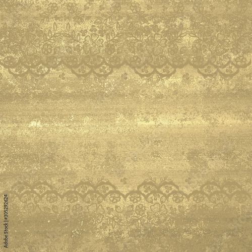 Принти на полотні Weathered gold background with lace edging