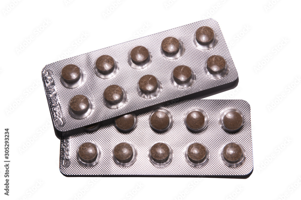 pack of pills isolated on white background pack of pills isolated on white background