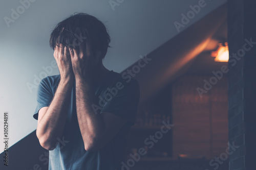 Cuadro en lienzo Male midlife crisis depression stage concept