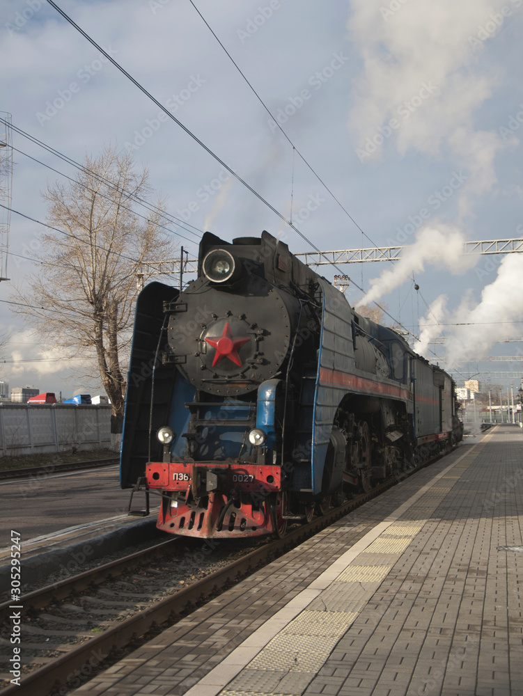 Fototapeta premium old Soviet locomotive