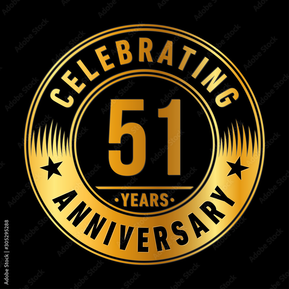 51 years anniversary celebration logo template. Fifty-one years vector and illustration.