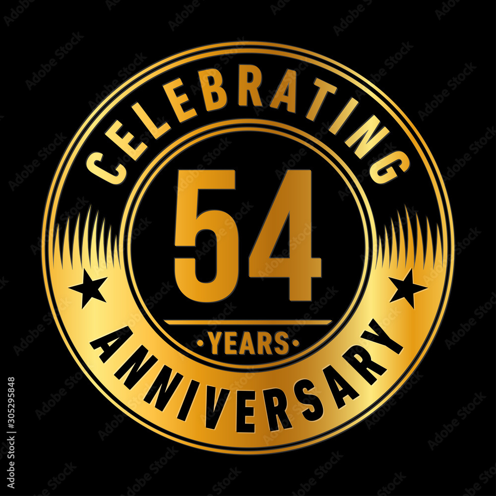 54 years anniversary celebration logo template. Fifty-four years vector and illustration.