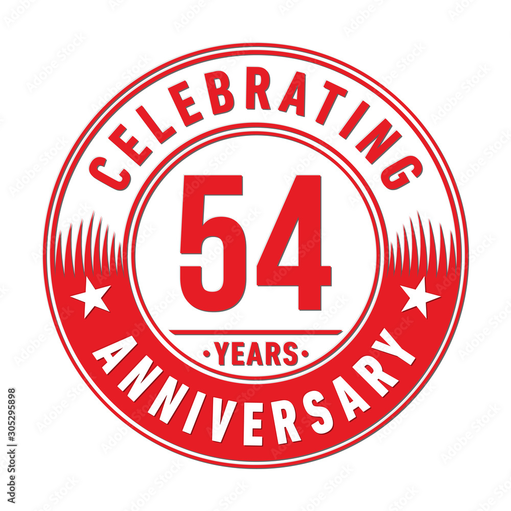 54 years anniversary celebration logo template. Fifty-four years vector and illustration.