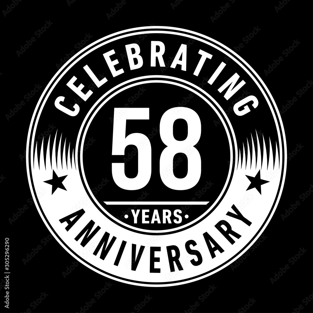58 years anniversary celebration logo template. Fifty-eight years vector and illustration.