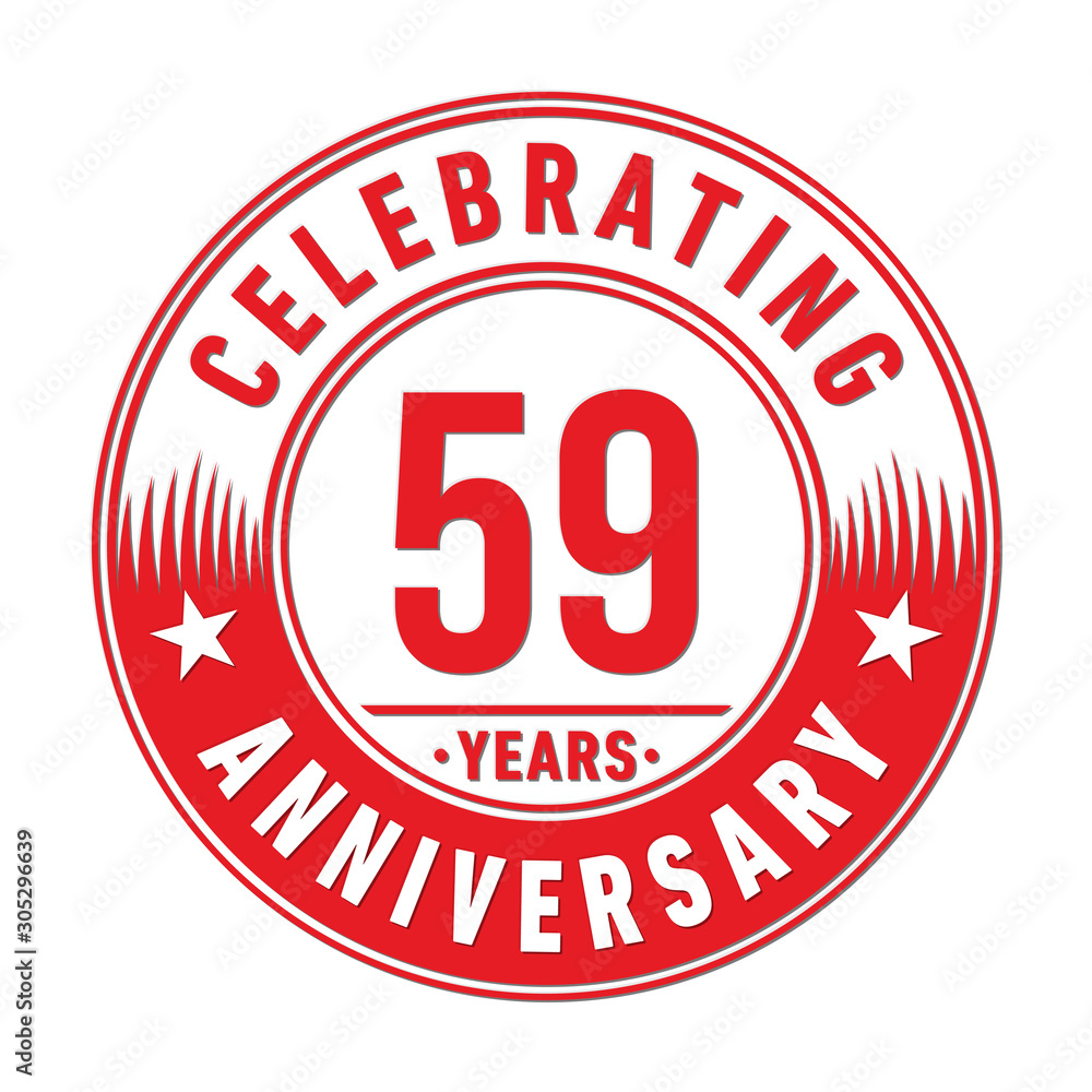 59 years anniversary celebration logo template. Fifty-nine years vector and illustration.