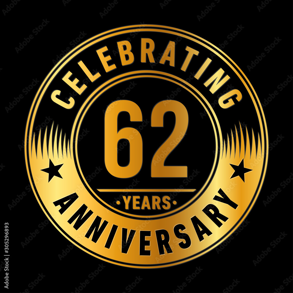 62 years anniversary celebration logo template. Sixty-two years vector and illustration.