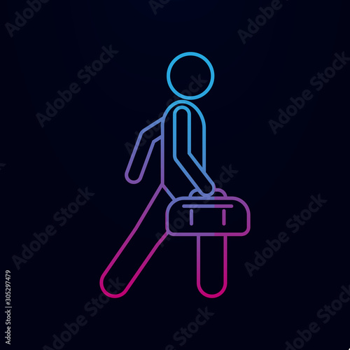 Man with duffle nolan icon. Simple thin line, outline vector of male bag and luggage icons for ui and ux, website or mobile application