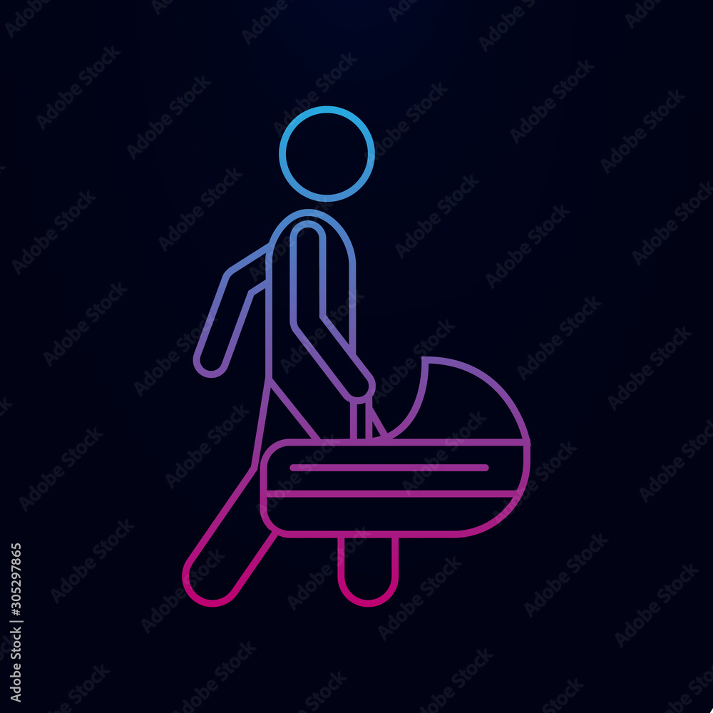 Fototapeta premium Man with baby bag nolan icon. Simple thin line, outline vector of male bag and luggage icons for ui and ux, website or mobile application