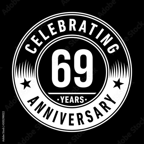 69 years anniversary celebration logo template. Sixty-nine years vector and illustration.