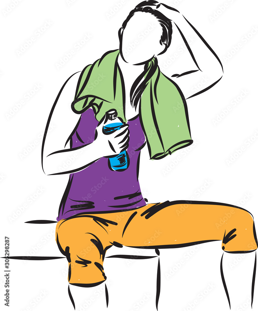 fitness woman resting and drinking water vector illustration fitness woman resting and drinking water vector illustration