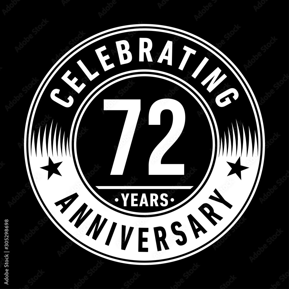 72 years anniversary celebration logo template. Seventy-two years vector and illustration.