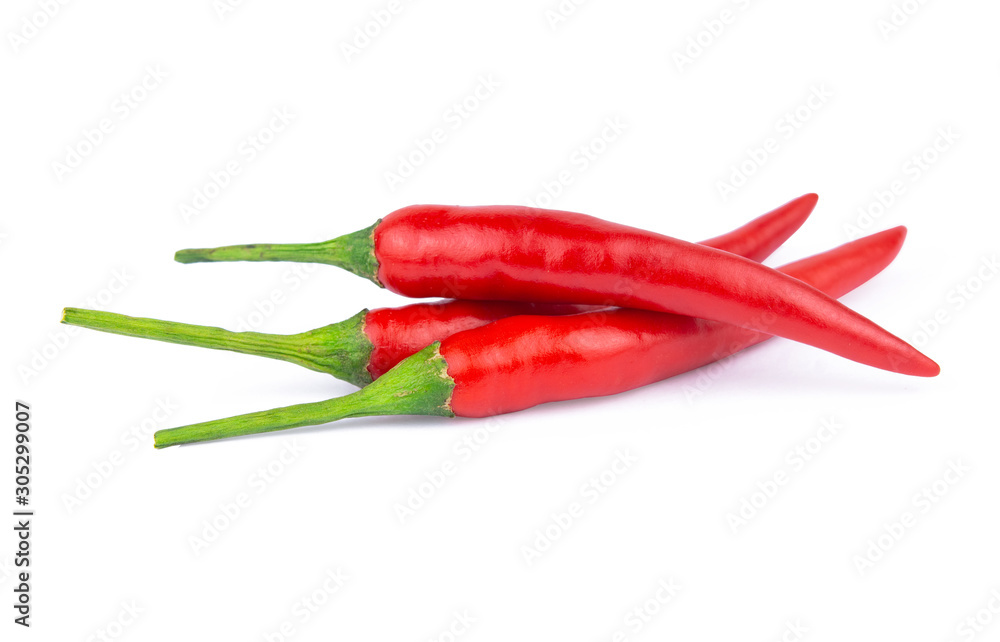 Red chili or chilli pepper isolated on a white background. with clipping path