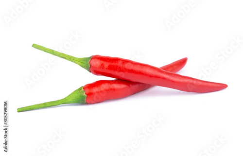 Red chili or chilli pepper isolated on a white background. with clipping path