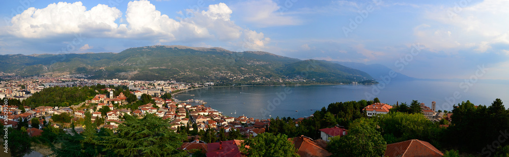 Panoramic view of Ohrid, North Macedonia.
