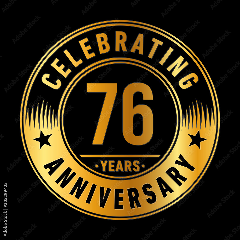 76 years anniversary celebration logo template. Seventy-six years vector and illustration.