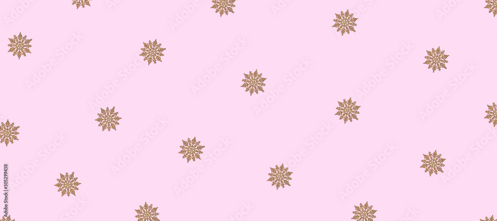 Winter pattern made of snowflakes and on pink background. Winter pattern made of snowflakes and on pink background.